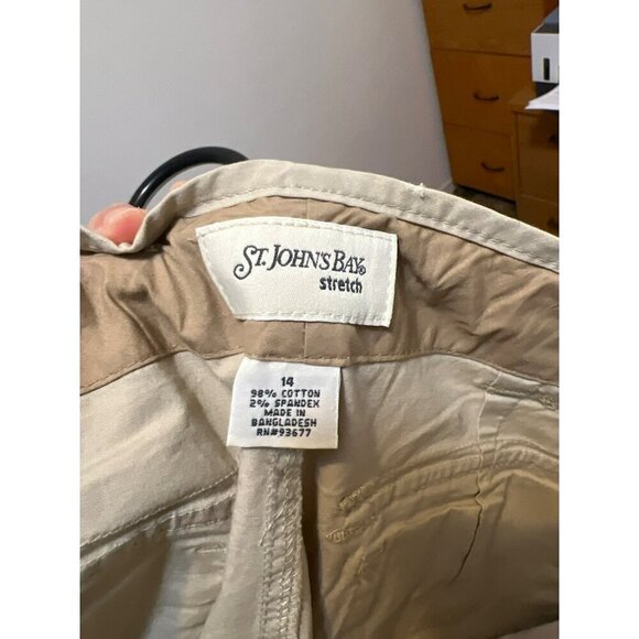 St. John's Bay Stretch Sz 14 Khaki Adjustable Length Crop Lightweight Pants - Picture 8 of 8